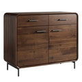 Technische titel in het Nederlands: **Moderne houten dressoir met metalen handgrepen**