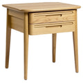 **Titel in het Nederlands: Minimalistische houten nachtkast met lades**