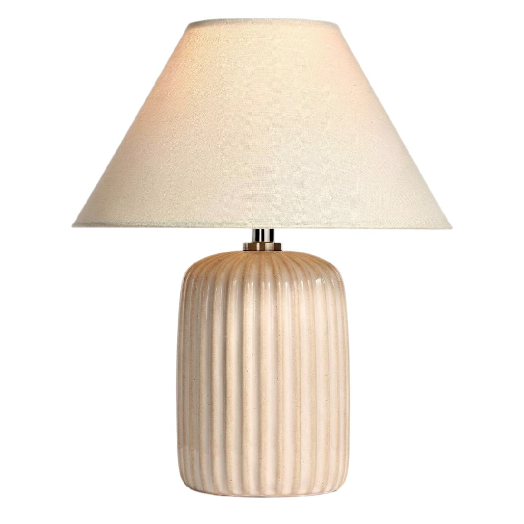 **Technische titel in het Nederlands: Elegante tafellamp met gebogen voet en stoffen kap**