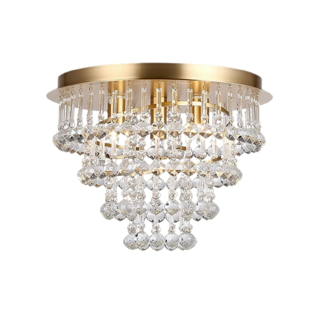 **Technische titel in het Nederlands: Modern kristallen plafondlamp met gouden afwerking**